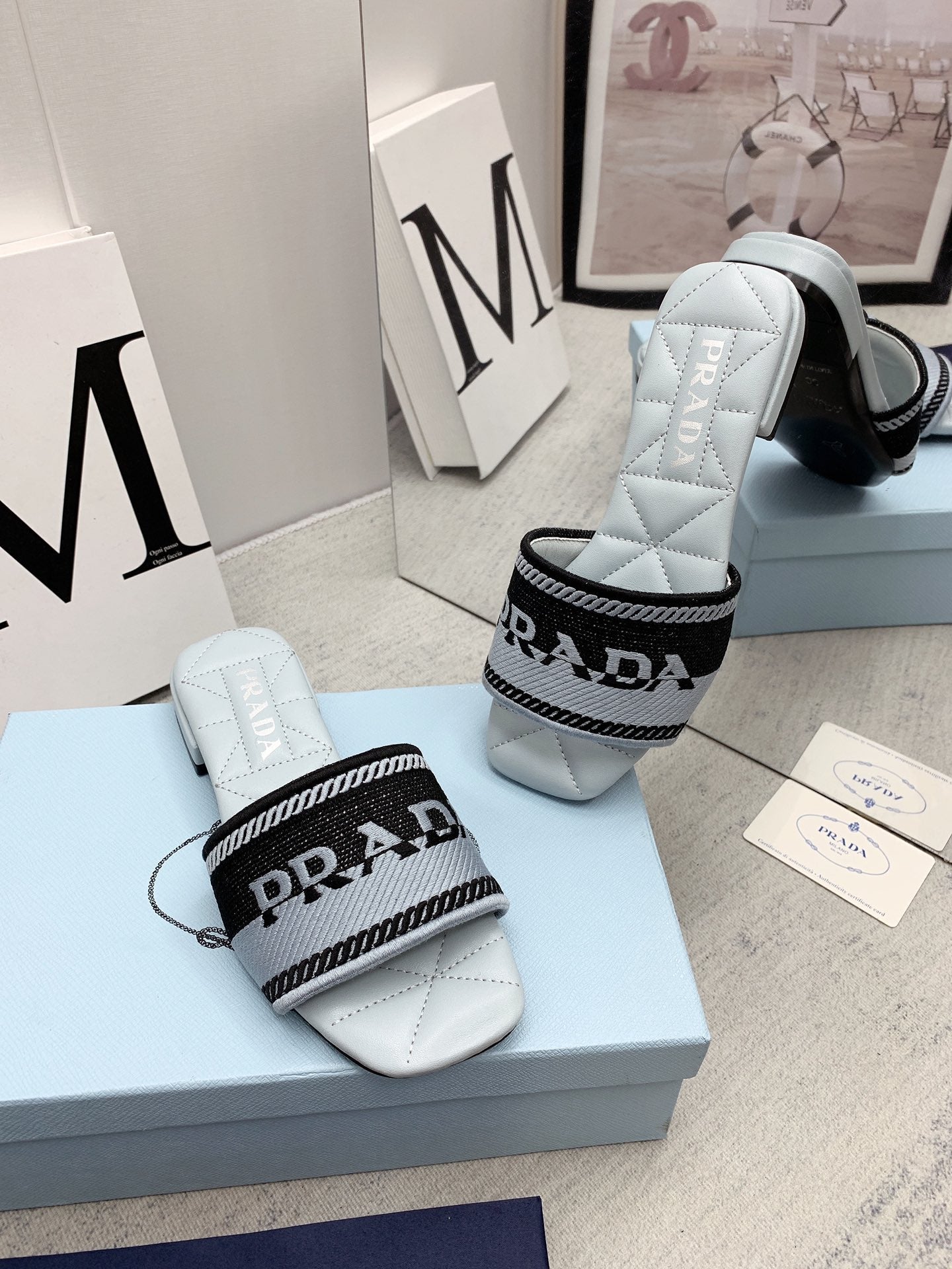 Prada 2026 Slippers Embroidery Sheepskin 731063