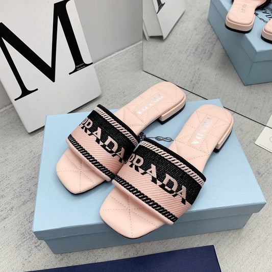 Prada 2026 Slippers Embroidery Sheepskin 731063