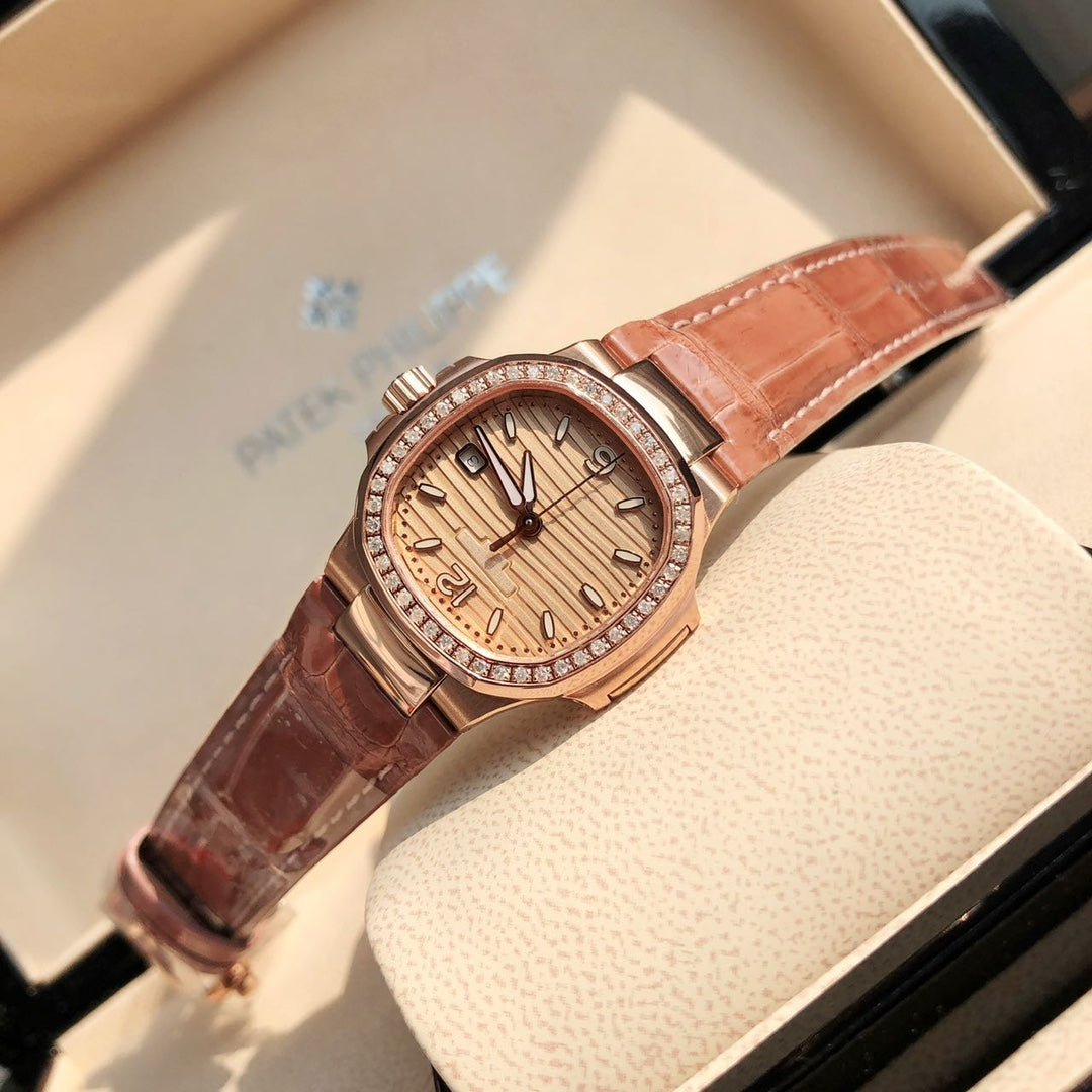 PATEK Nautilus 32mm Pink Gold Leather