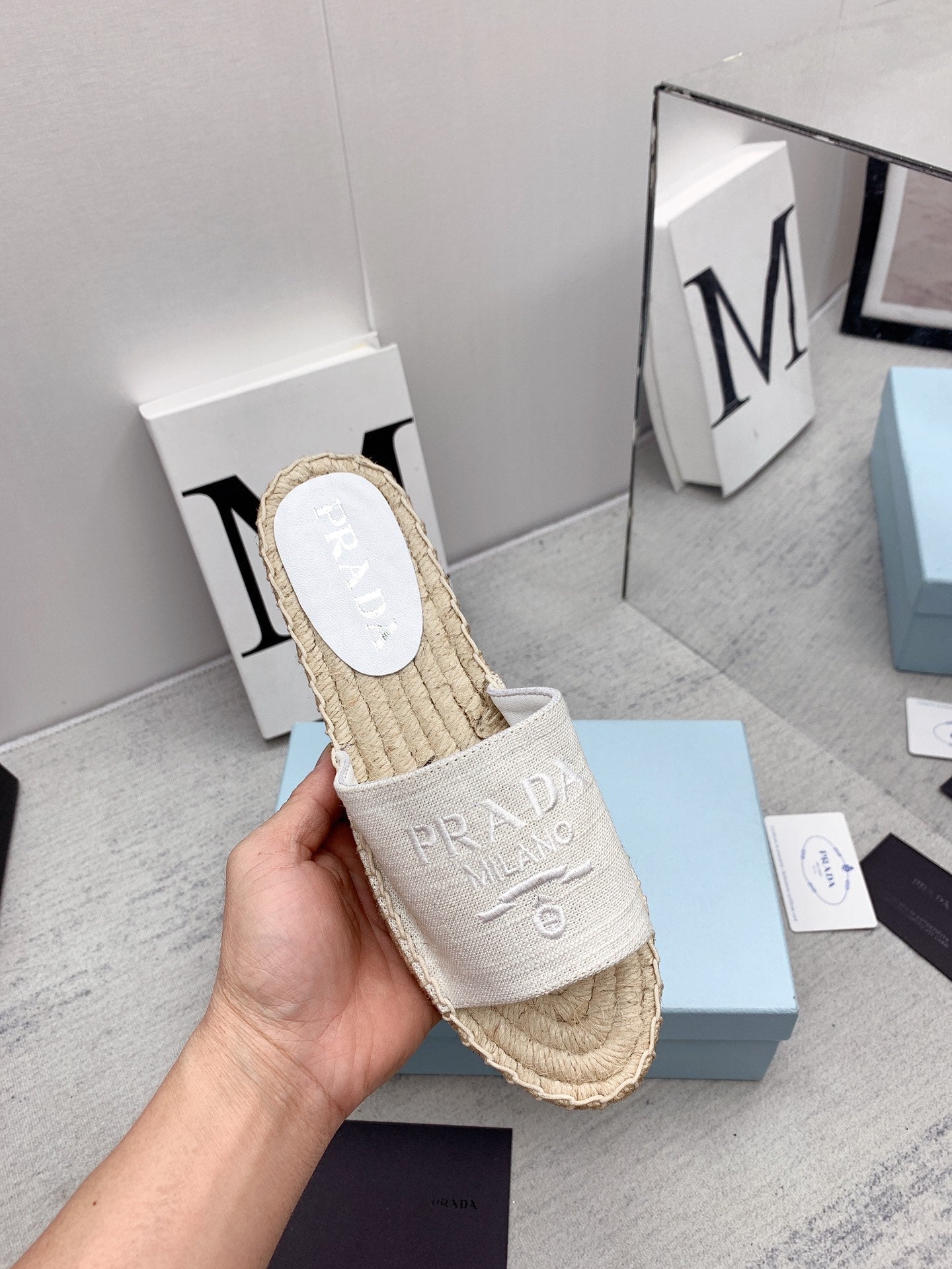 Prada 2026 Slippers Canvas Rope Sole 731171