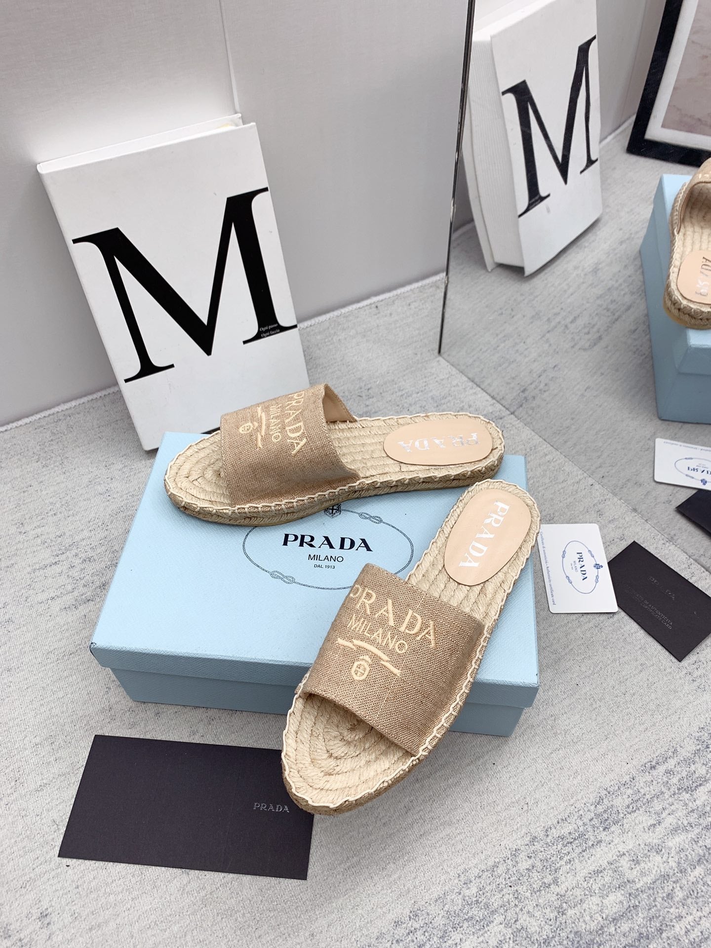 Prada 2026 Slippers Canvas Rope Sole 731171