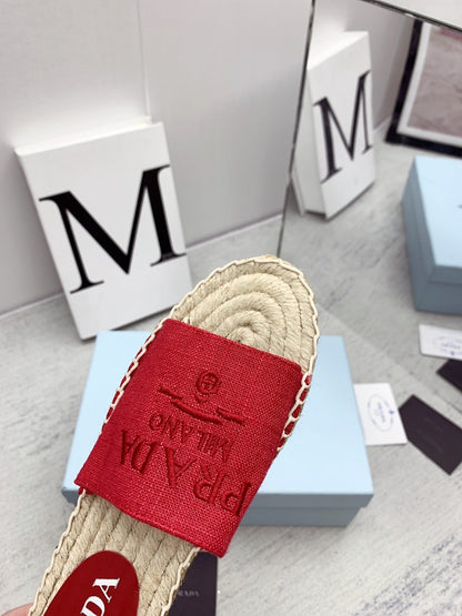 Prada 2026 Slippers Twill Fabric Rope Sole 731179