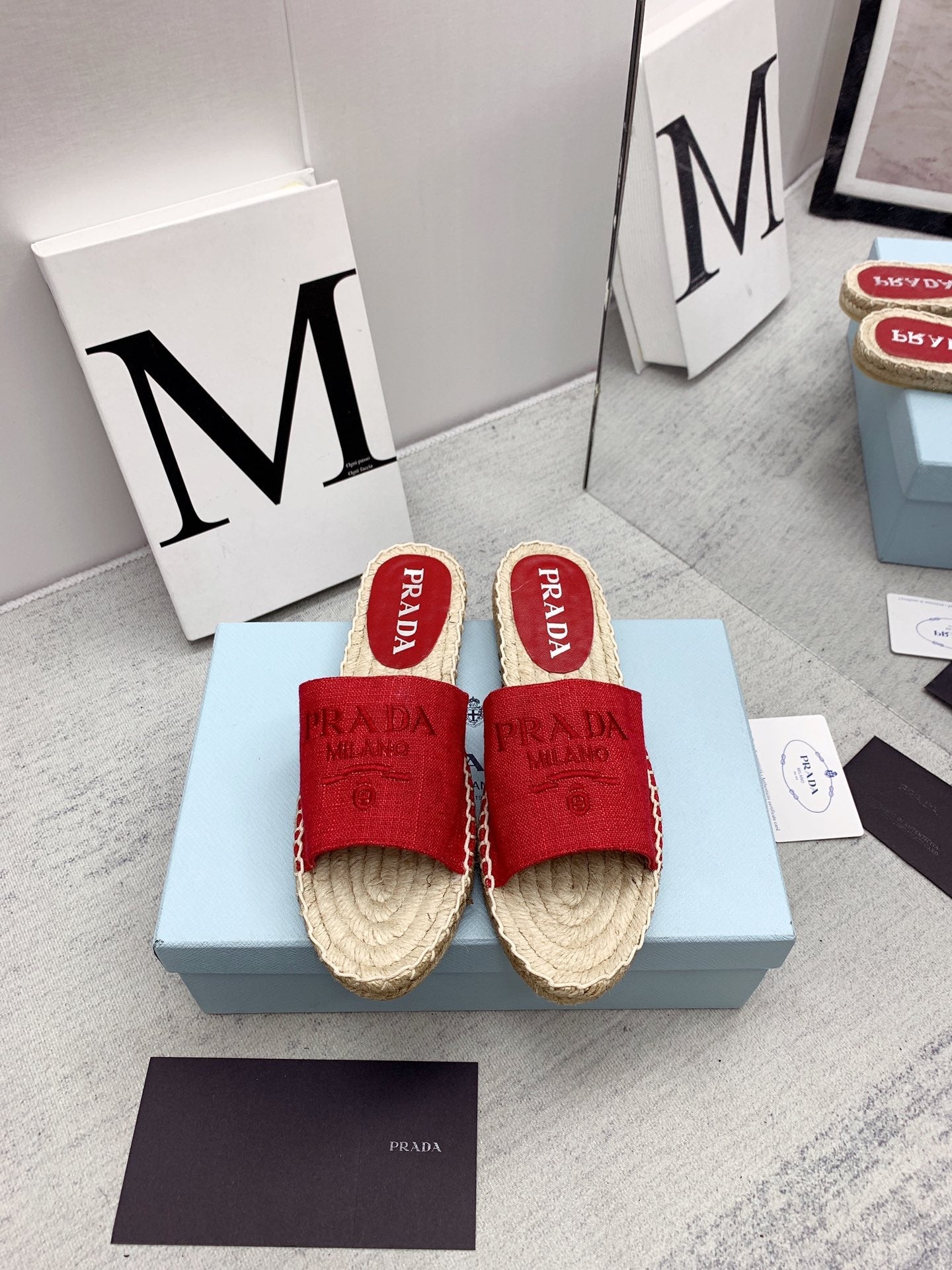 Prada 2026 Slippers Twill Fabric Rope Sole 731179