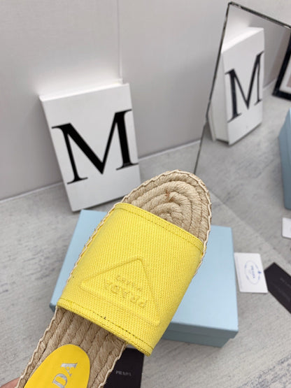 Prada 2026 Slippers Twill Fabric Rope Sole 731179