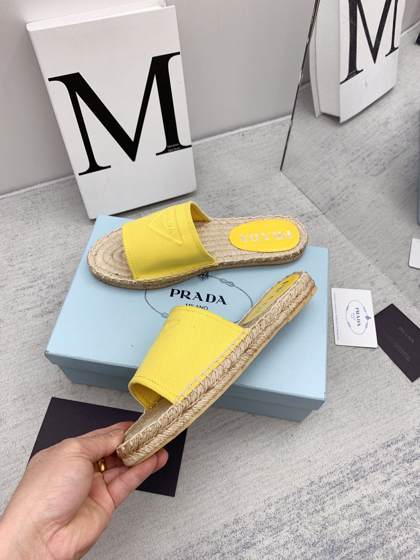 Prada 2026 Slippers Twill Fabric Rope Sole 731179