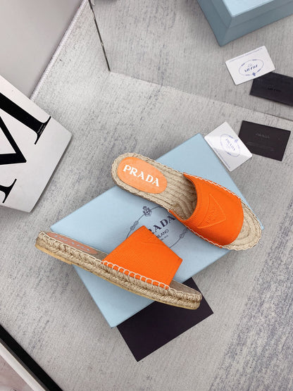Prada 2026 Slippers Twill Fabric Rope Sole 731179