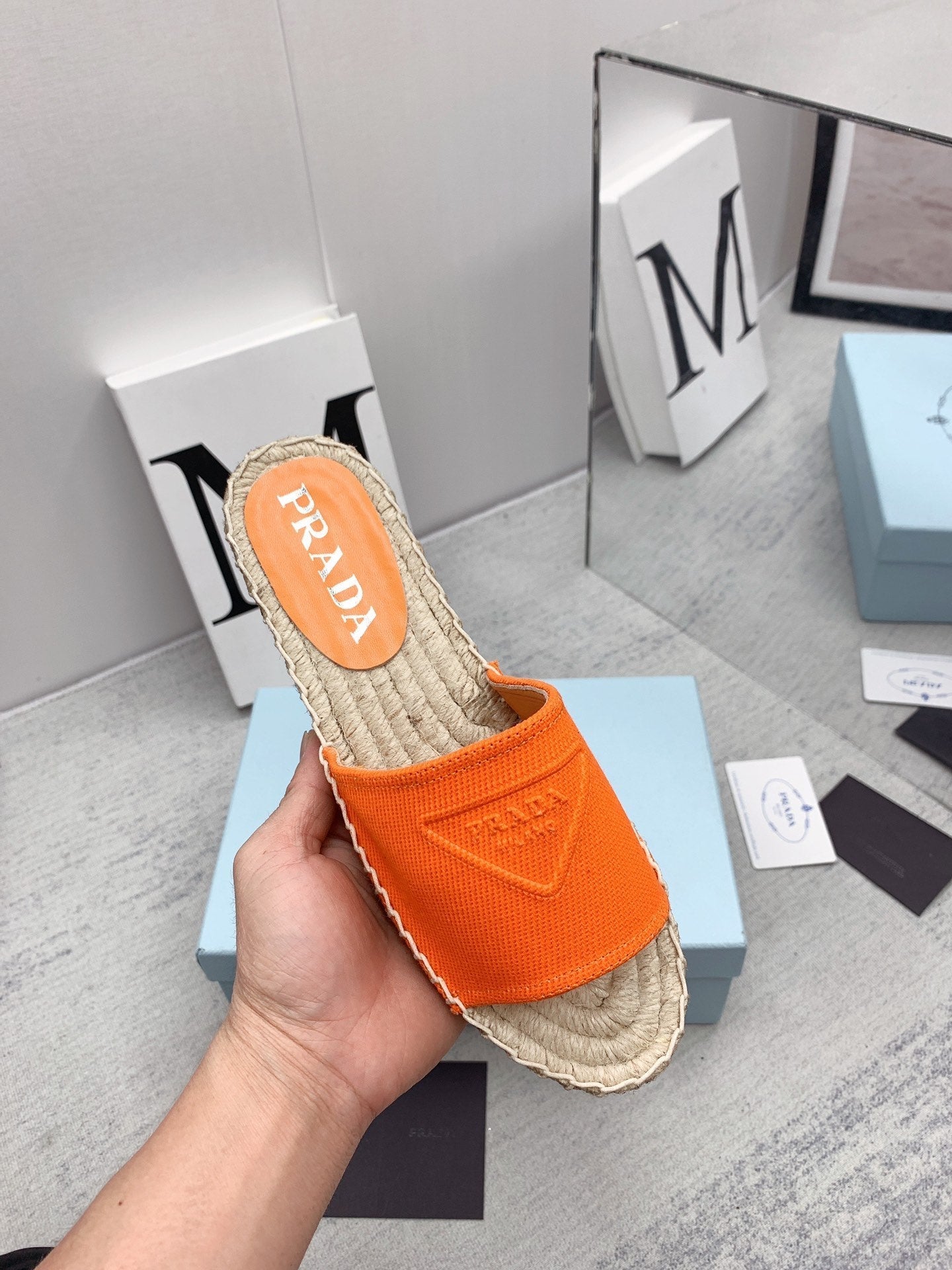 Prada 2026 Slippers Twill Fabric Rope Sole 731179