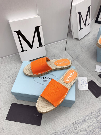 Prada 2026 Slippers Twill Fabric Rope Sole 731179
