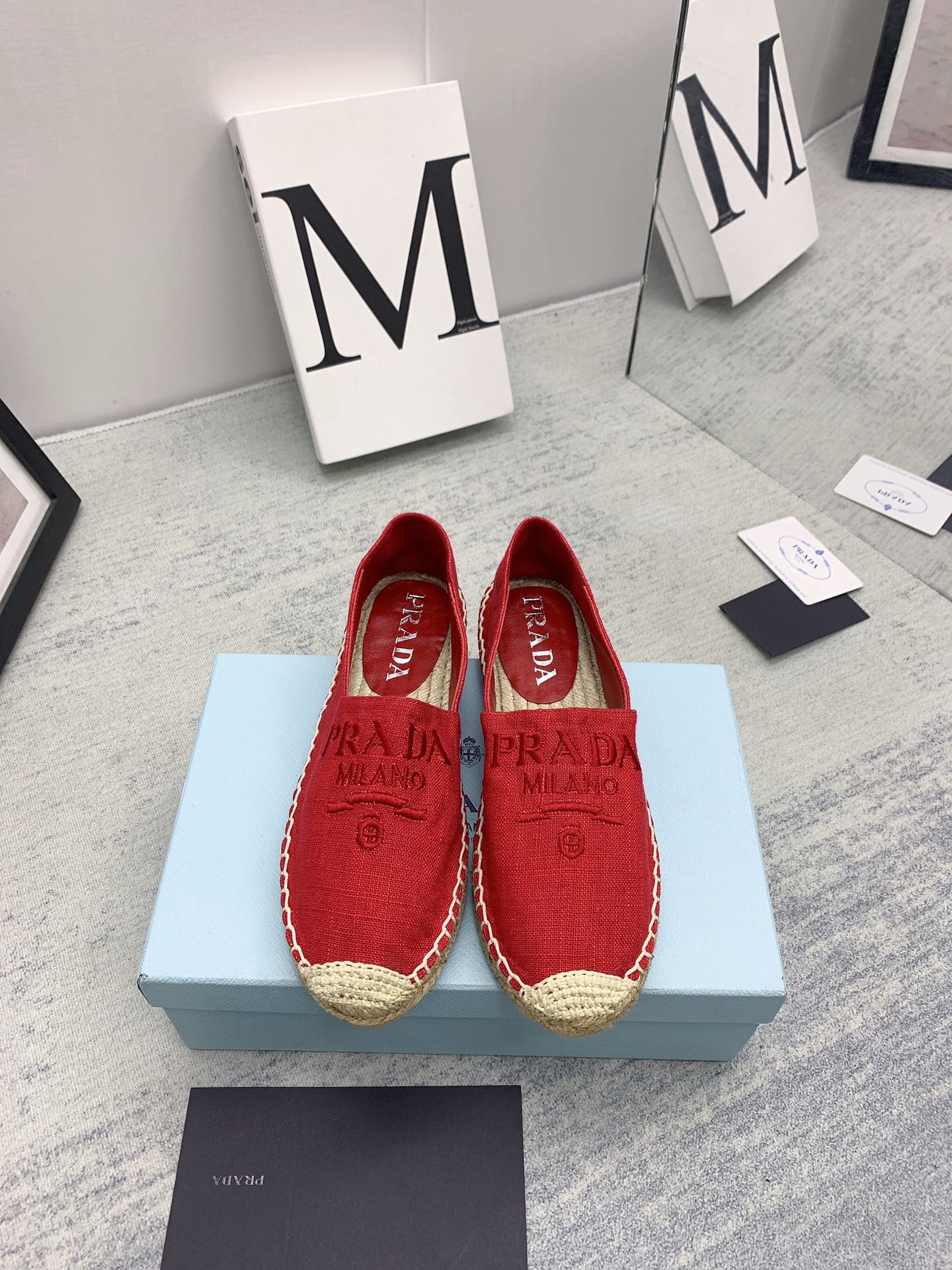 Prada 2026 Loafers Twill Fabric Rope Sole 731193