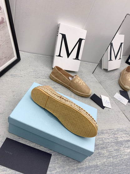 Prada 2026 Loafers Beige Raffia Rope Sole 731190