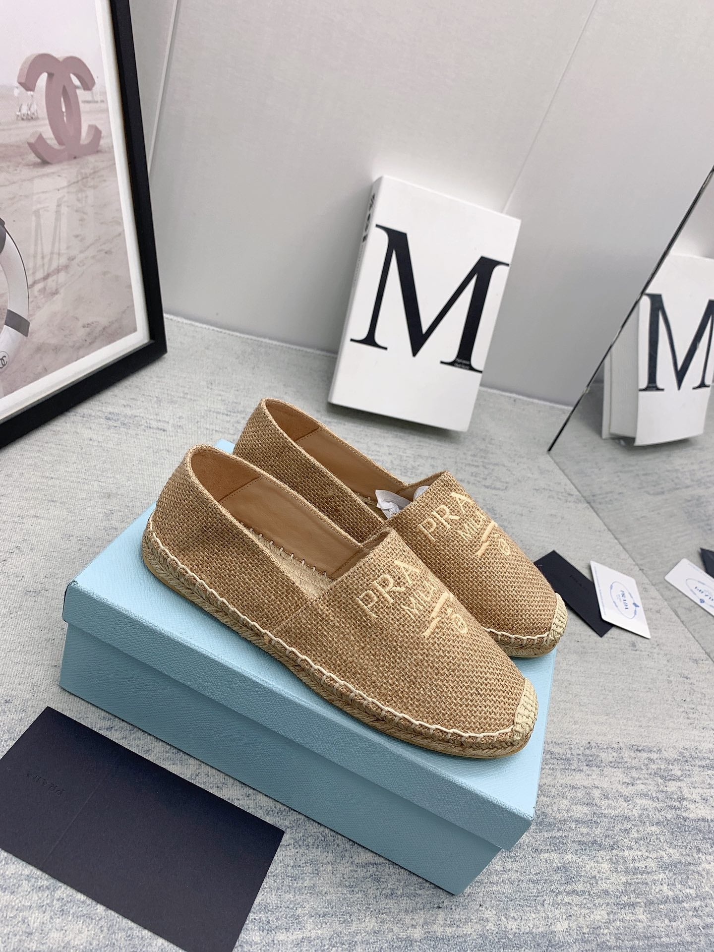 Prada 2026 Loafers Beige Raffia Rope Sole 731190