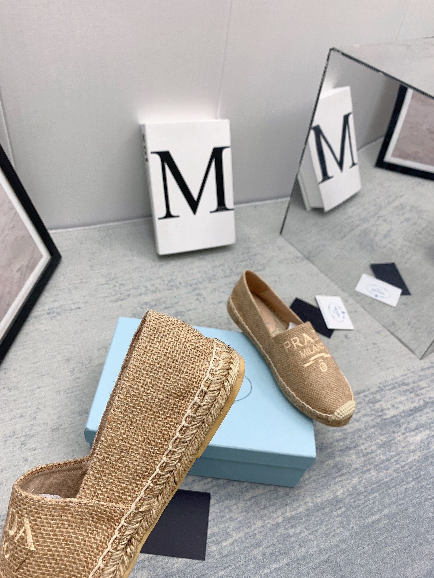 Prada 2026 Loafers Beige Raffia Rope Sole 731190