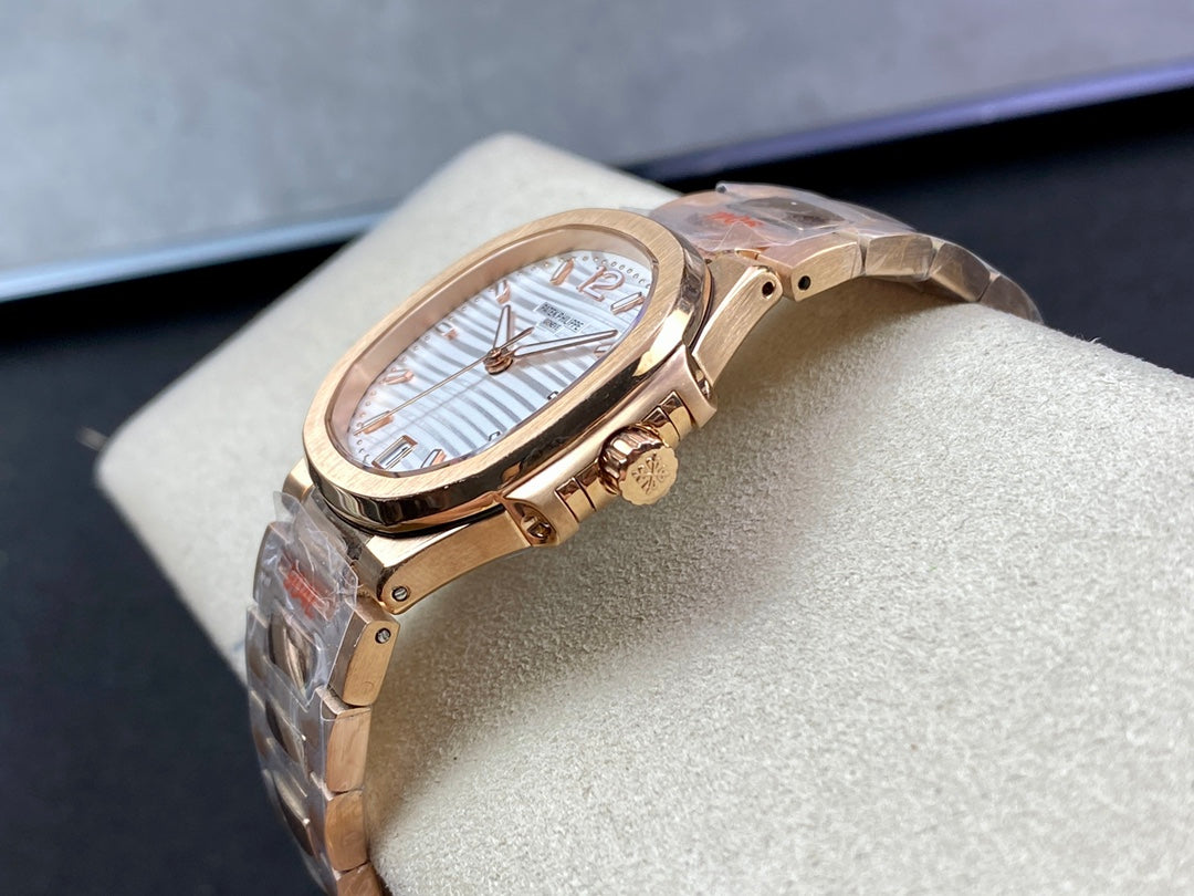 PATEK Nautilus 35.2mm Pink Gold White Dial