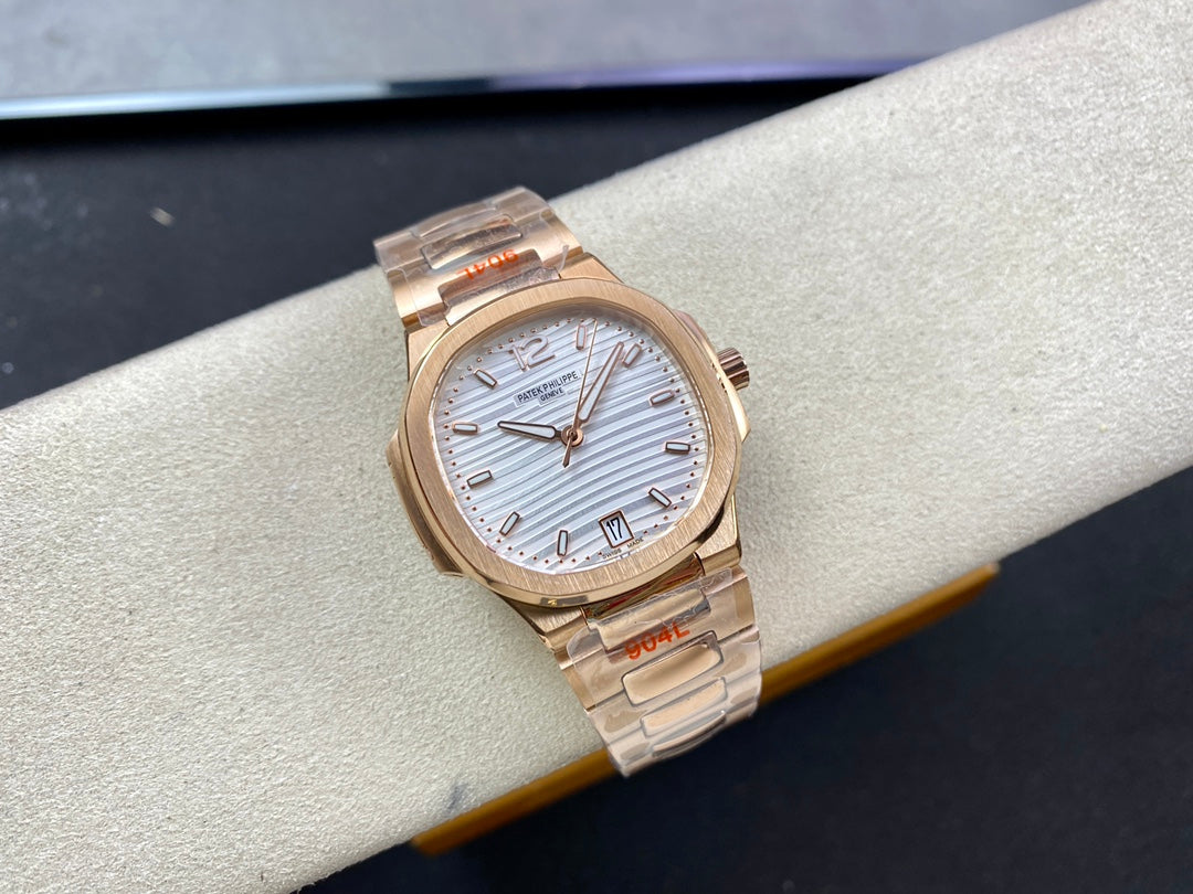 PATEK Nautilus 35.2mm Pink Gold White Dial