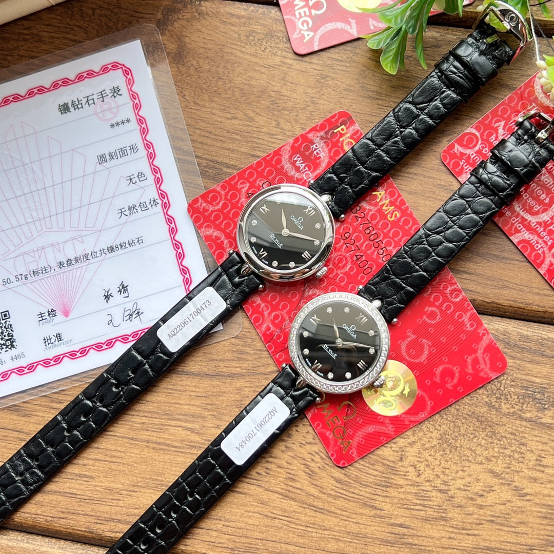 Omega De Ville 27.4mm Silver Black Dial