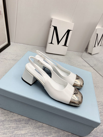 Prada 2026 Mary Jane Sandals 55 White Silver Sheepskin 731165