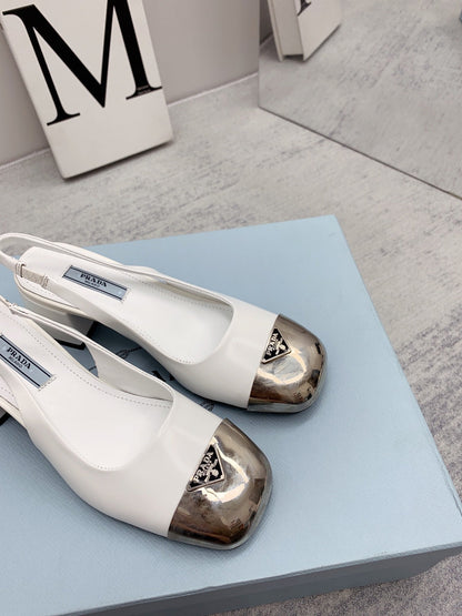 Prada 2026 Mary Jane Sandals 55 White Silver Sheepskin 731165