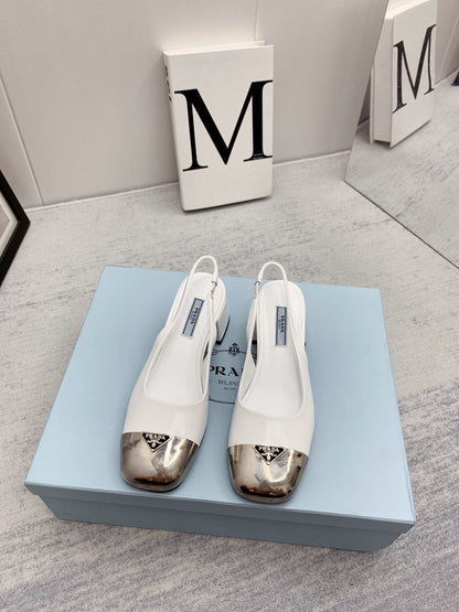 Prada 2026 Mary Jane Sandals 55 White Silver Sheepskin 731165