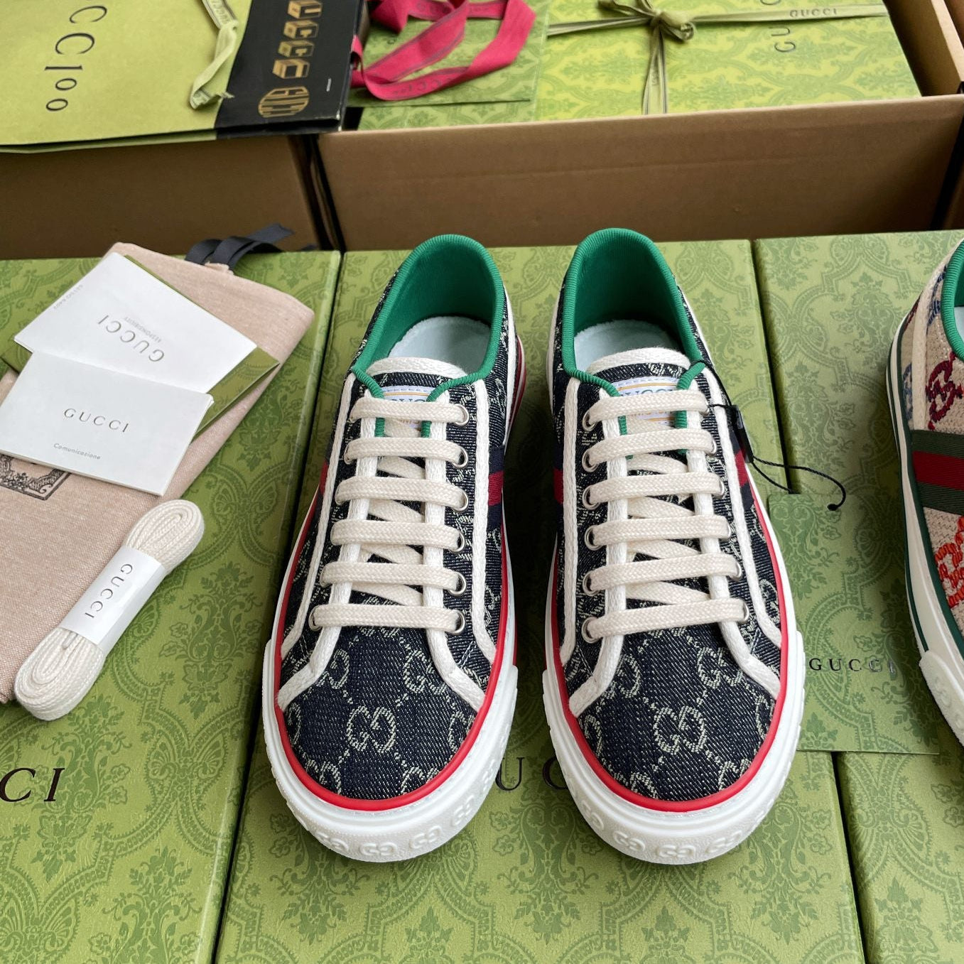 GG 26 Platform Sneaker Dark Blue Monogram Denim 632828