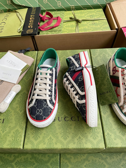 GG 26 Platform Sneaker Dark Blue Monogram Denim 632828