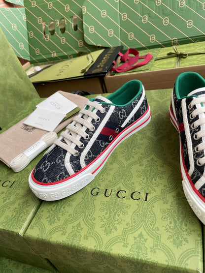 GG 26 Platform Sneaker Dark Blue Monogram Denim 632828