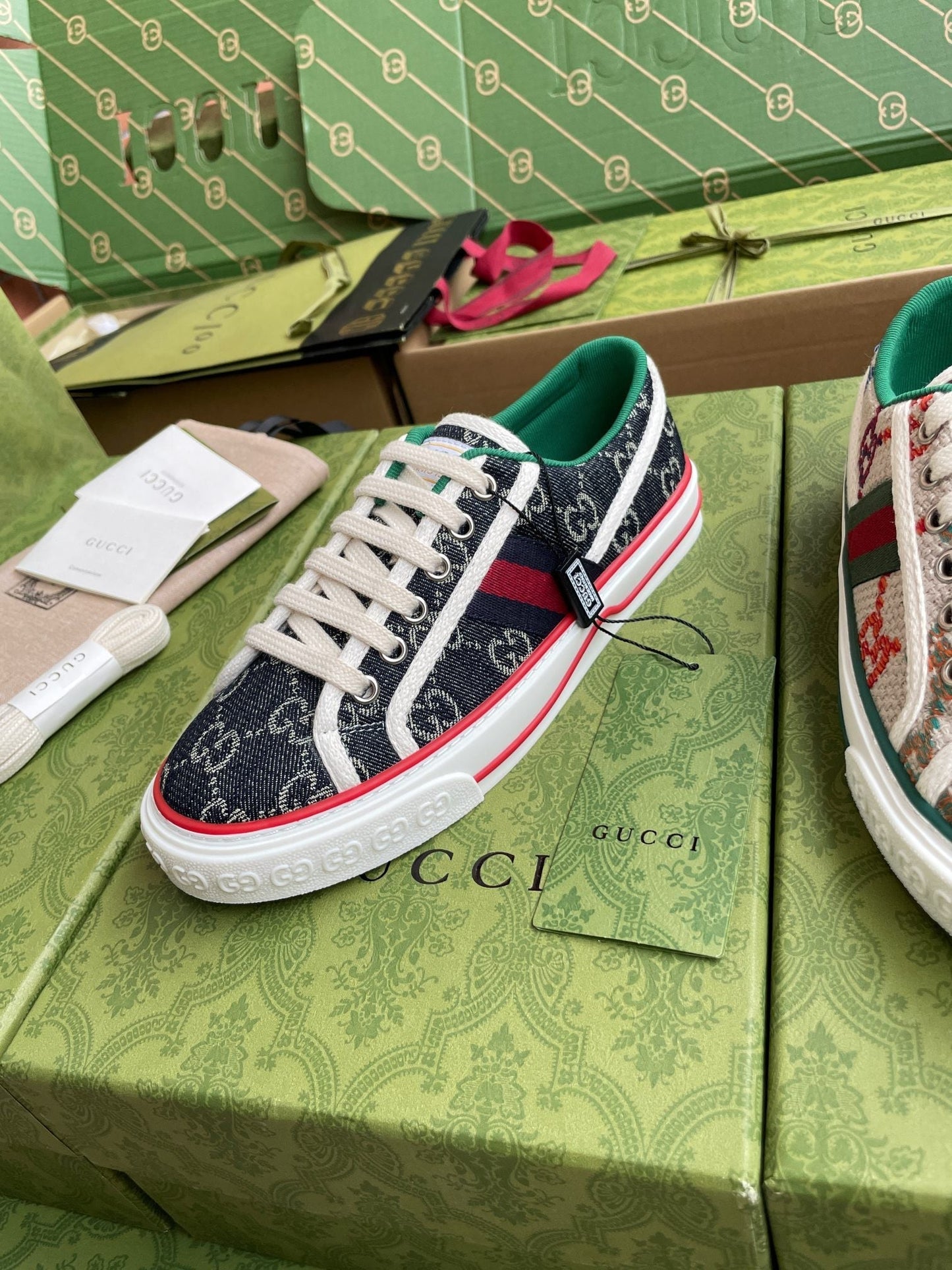 GG 26 Platform Sneaker Dark Blue Monogram Denim 632828