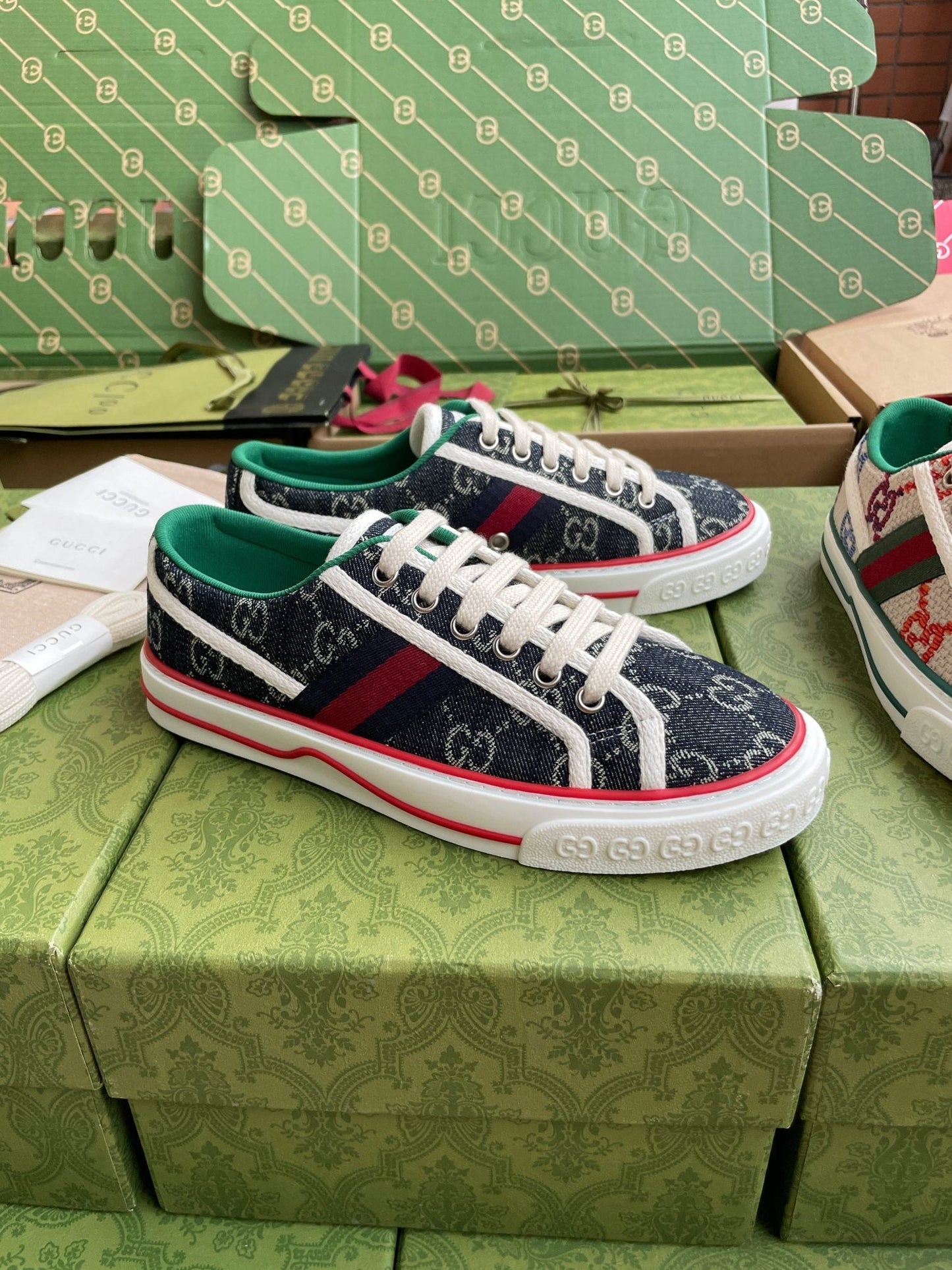 GG 26 Platform Sneaker Dark Blue Monogram Denim 632828