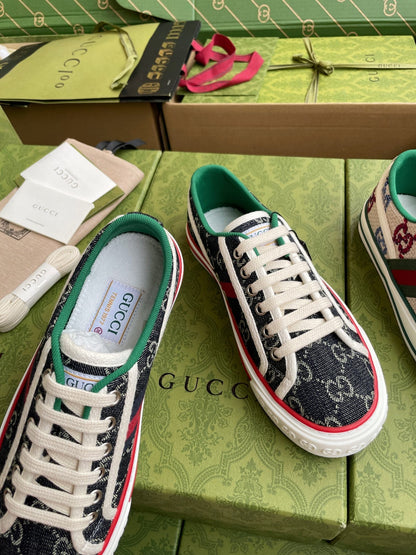 GG 26 Platform Sneaker Dark Blue Monogram Denim 632828