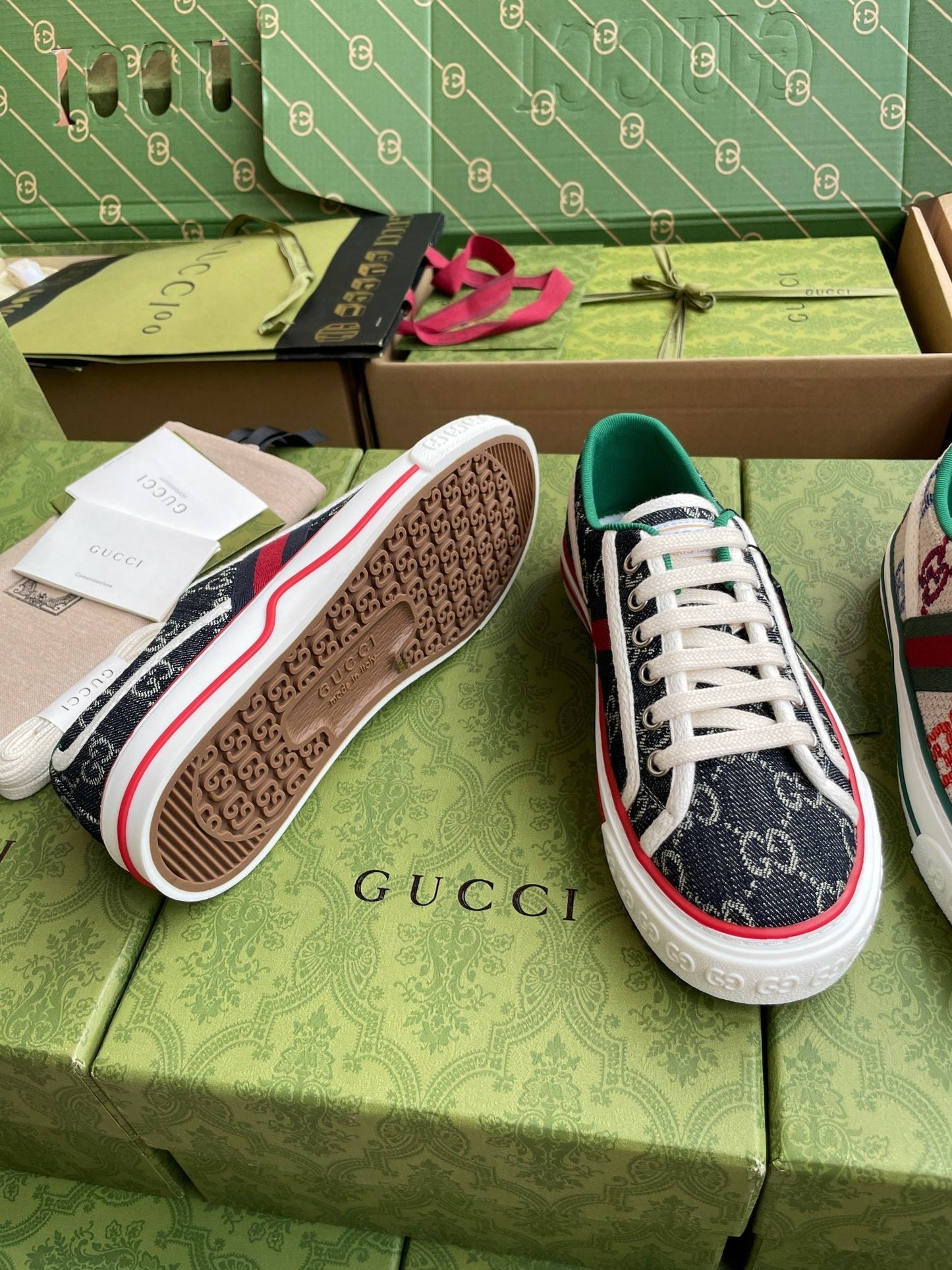 GG 26 Platform Sneaker Dark Blue Monogram Denim 632828