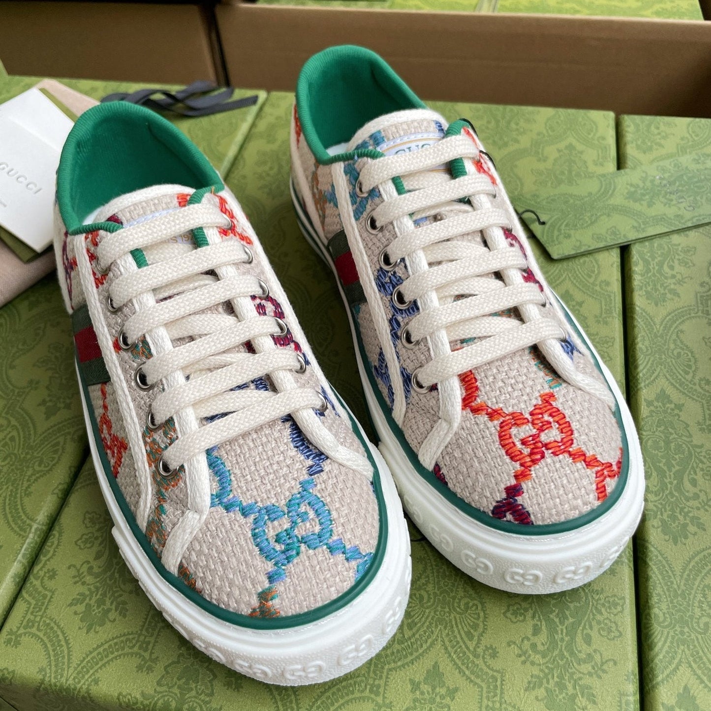 GG 26 Platform Sneaker Light Beige Multicolor Monogram Canvas 632830