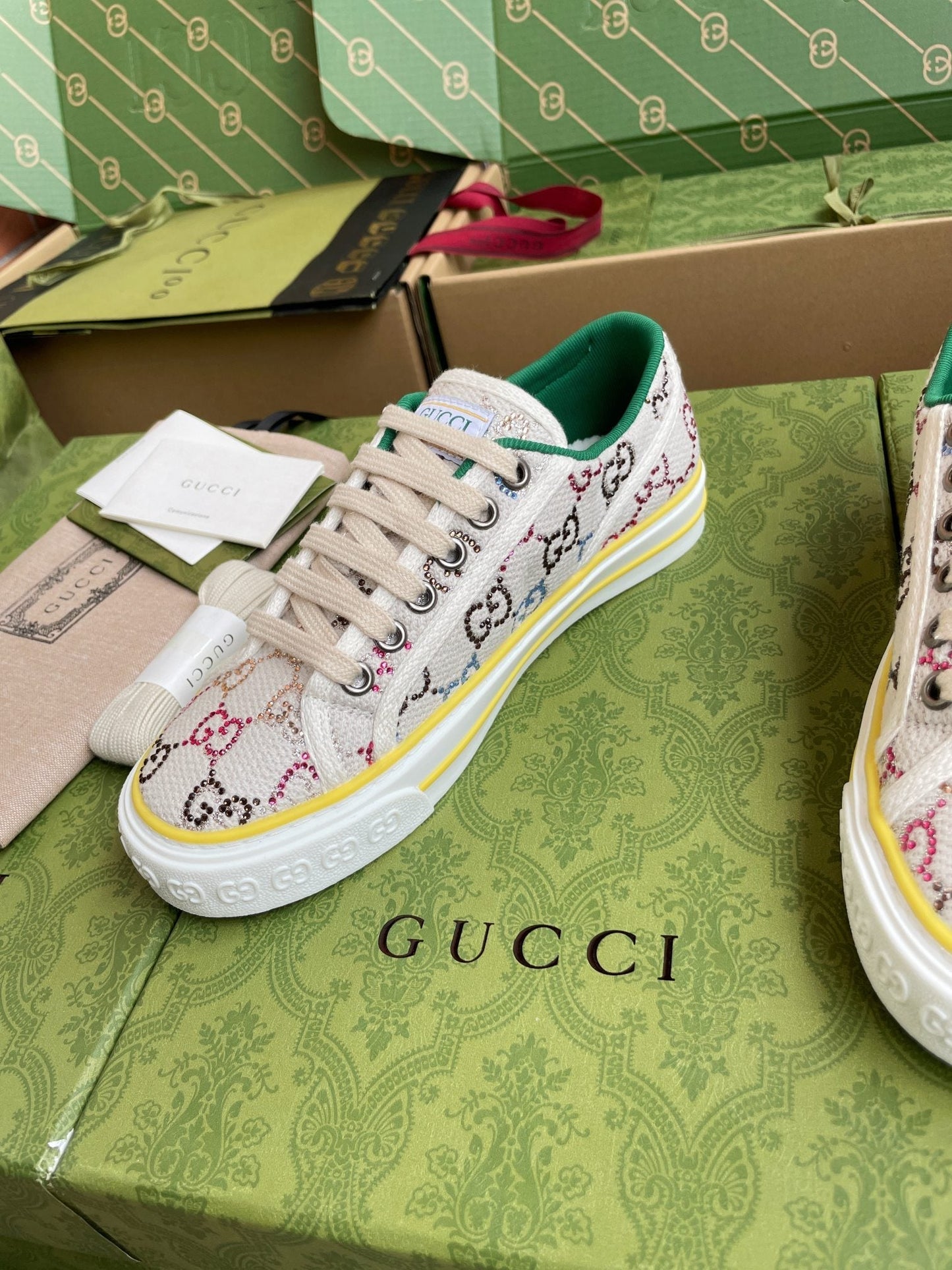 GG 26 Platform Sneaker Beige Multicolor Monogram Canvas 632833