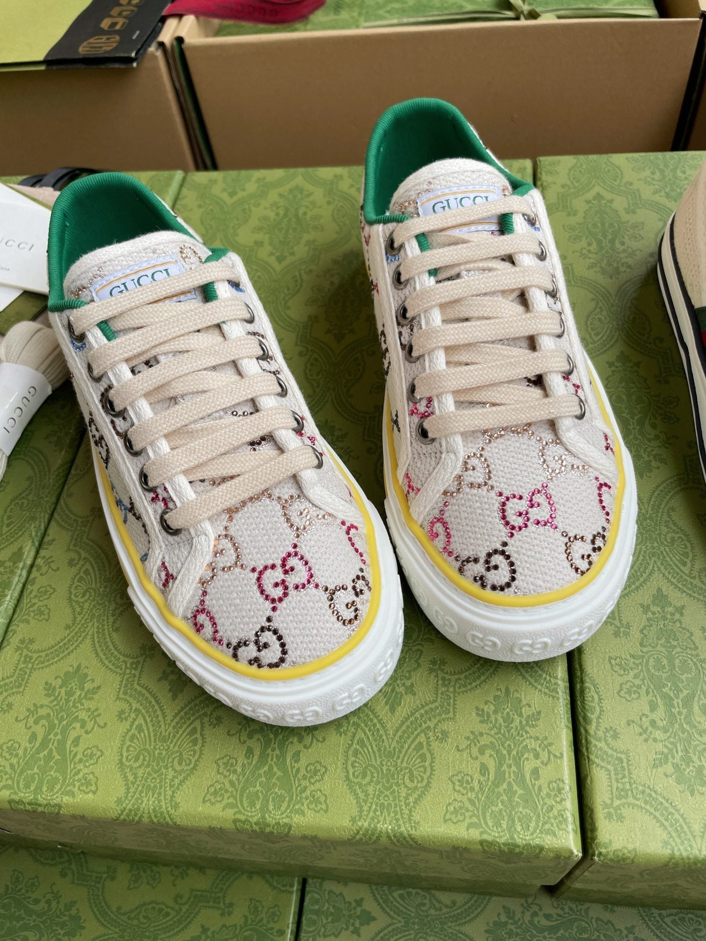 GG 26 Platform Sneaker Beige Multicolor Monogram Canvas 632833