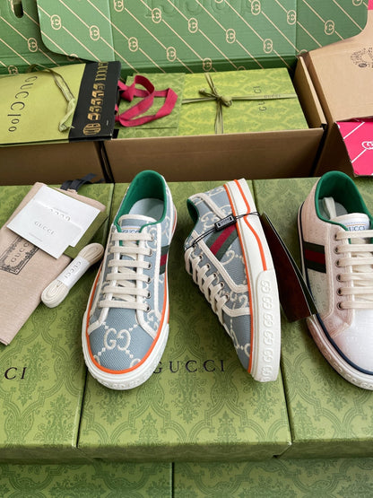GG 26 Platform Sneaker Light Blue White Monogram Canvas 632831