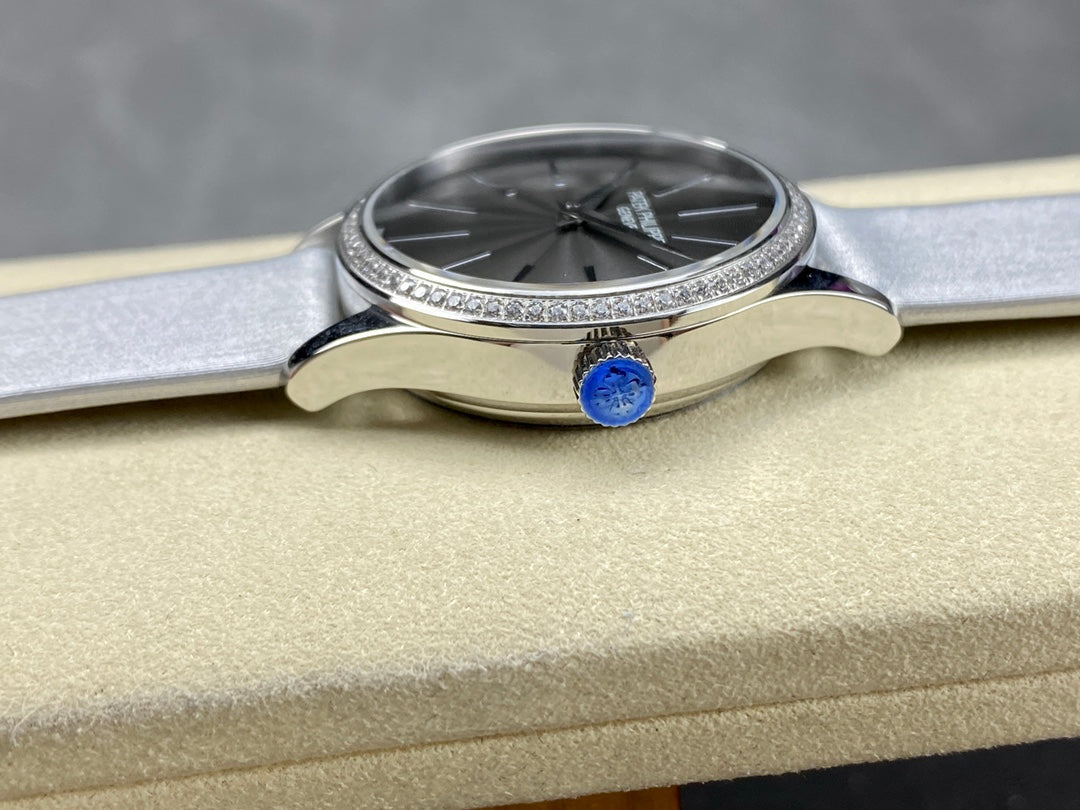 PATEK Calatrava 33mm Silver Black Dial