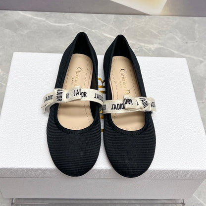 Dior 2026 J'Adior Ballet Flat Black Fabric Leather 725954
