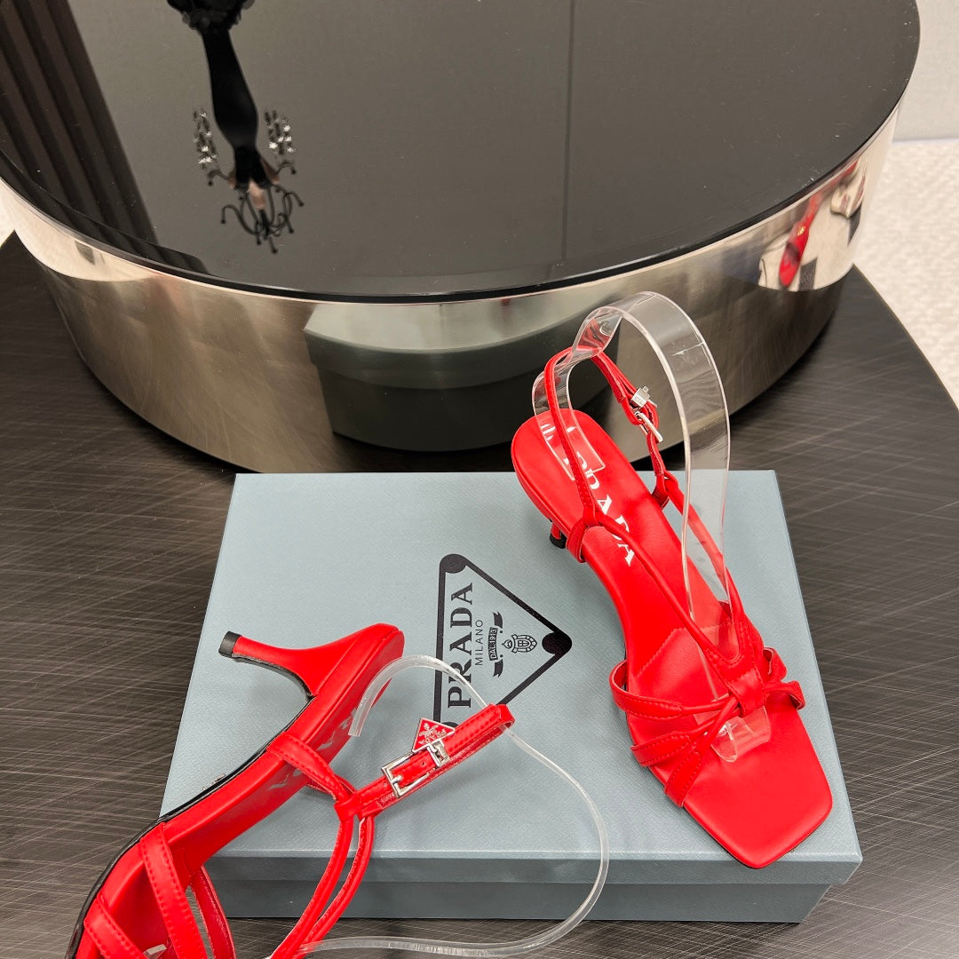 Prada Heeled Sandal 60mm Red Sheepskin 699234
