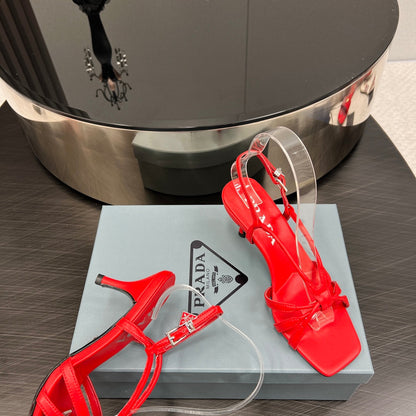 Prada Heeled Sandal 60mm Red Sheepskin 699234