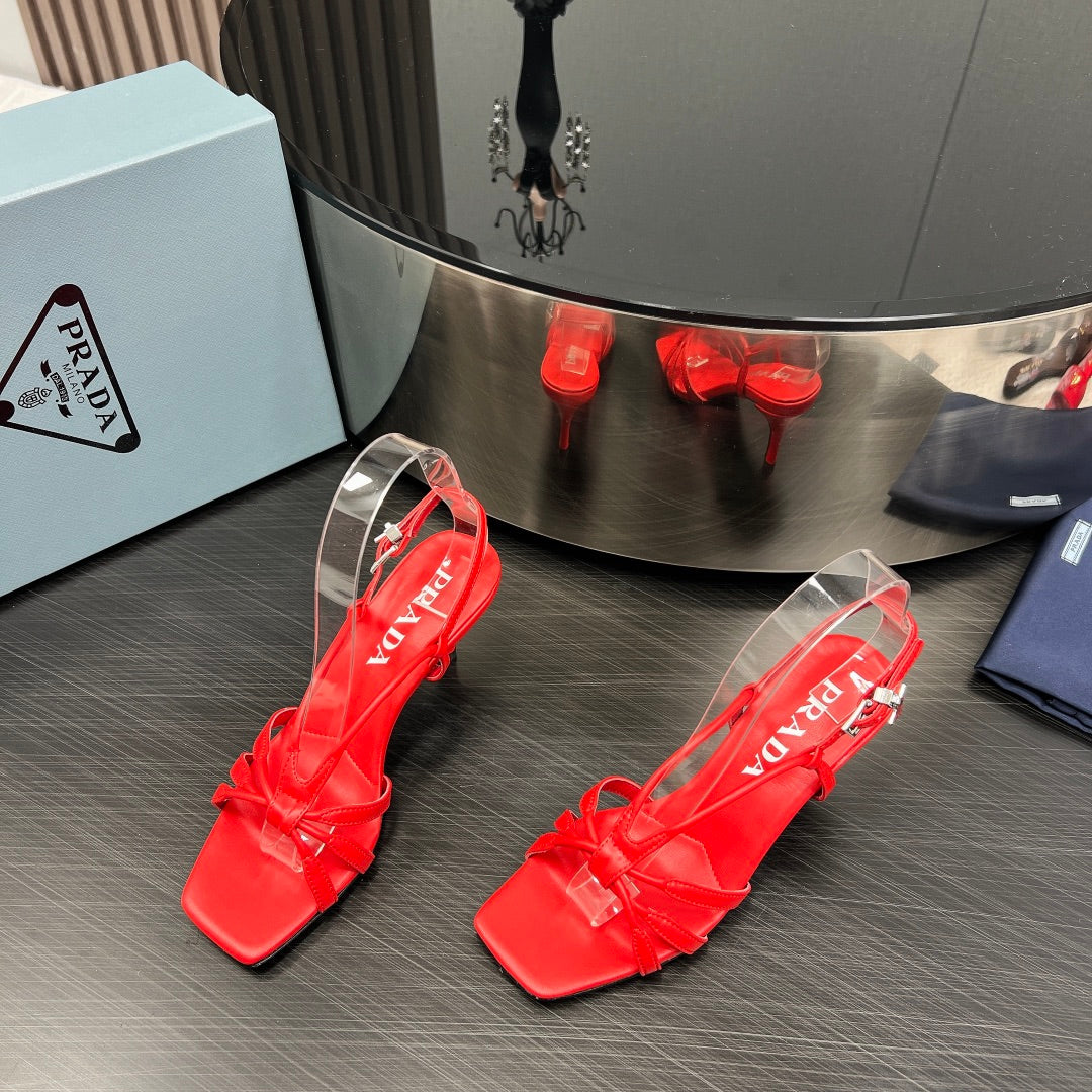 Prada Heeled Sandal 60mm Red Sheepskin 699234