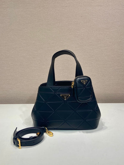 Prada 2026 Quilted Symbole Tote Bag Black Calfskin