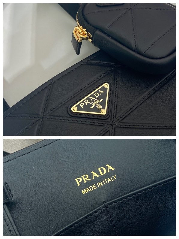 Prada 2026 Quilted Symbole Tote Bag Black Calfskin
