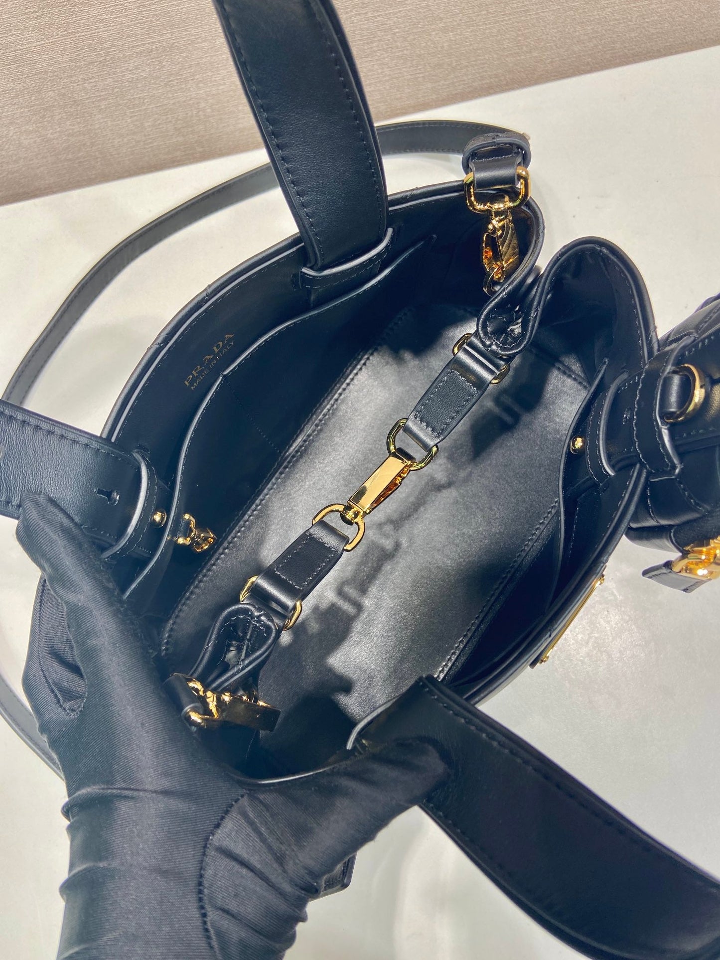 Prada 2026 Quilted Symbole Tote Bag Black Calfskin
