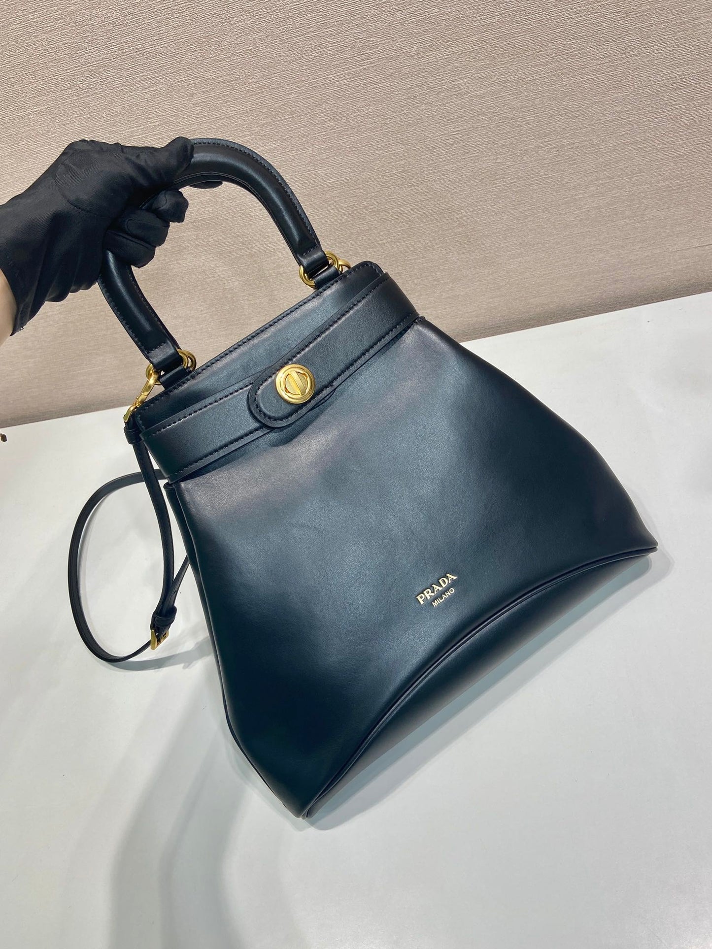 Prada 2026 Etude Tote Bag 31cm Black Calfskin 345464