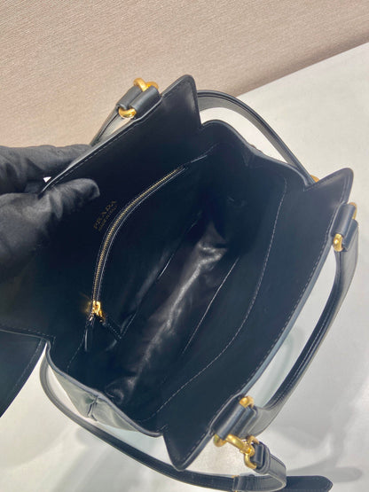 Prada 2026 Etude Tote Bag 31cm Black Calfskin 345464