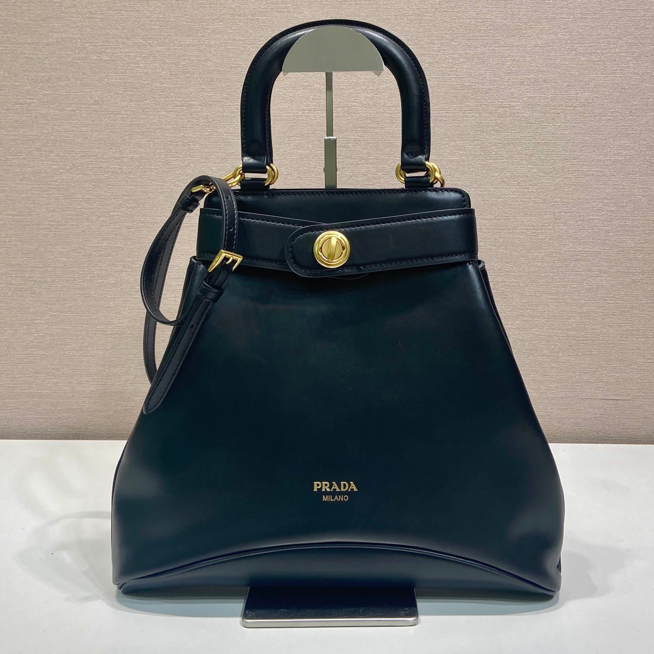 Prada 2026 Etude Tote Bag 31cm Black Calfskin 345464