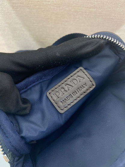 Prada 2026 Mobile Phone Chest Bag Blue Brown Recycled Nylon With Saffiano Leather