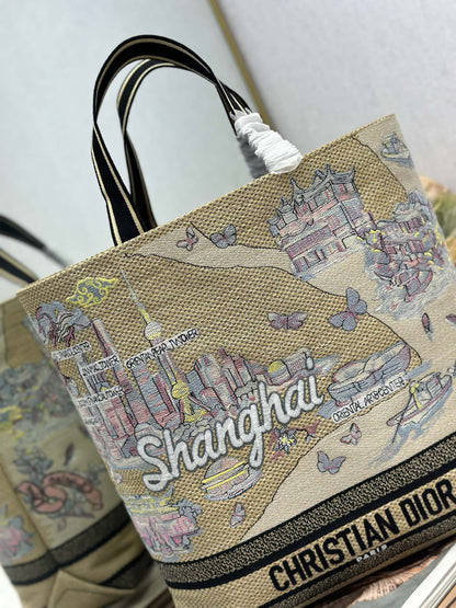 Dior 2026 City Postcard Resort Style Handbag "Shanghai Exclusive" Canvas 288600