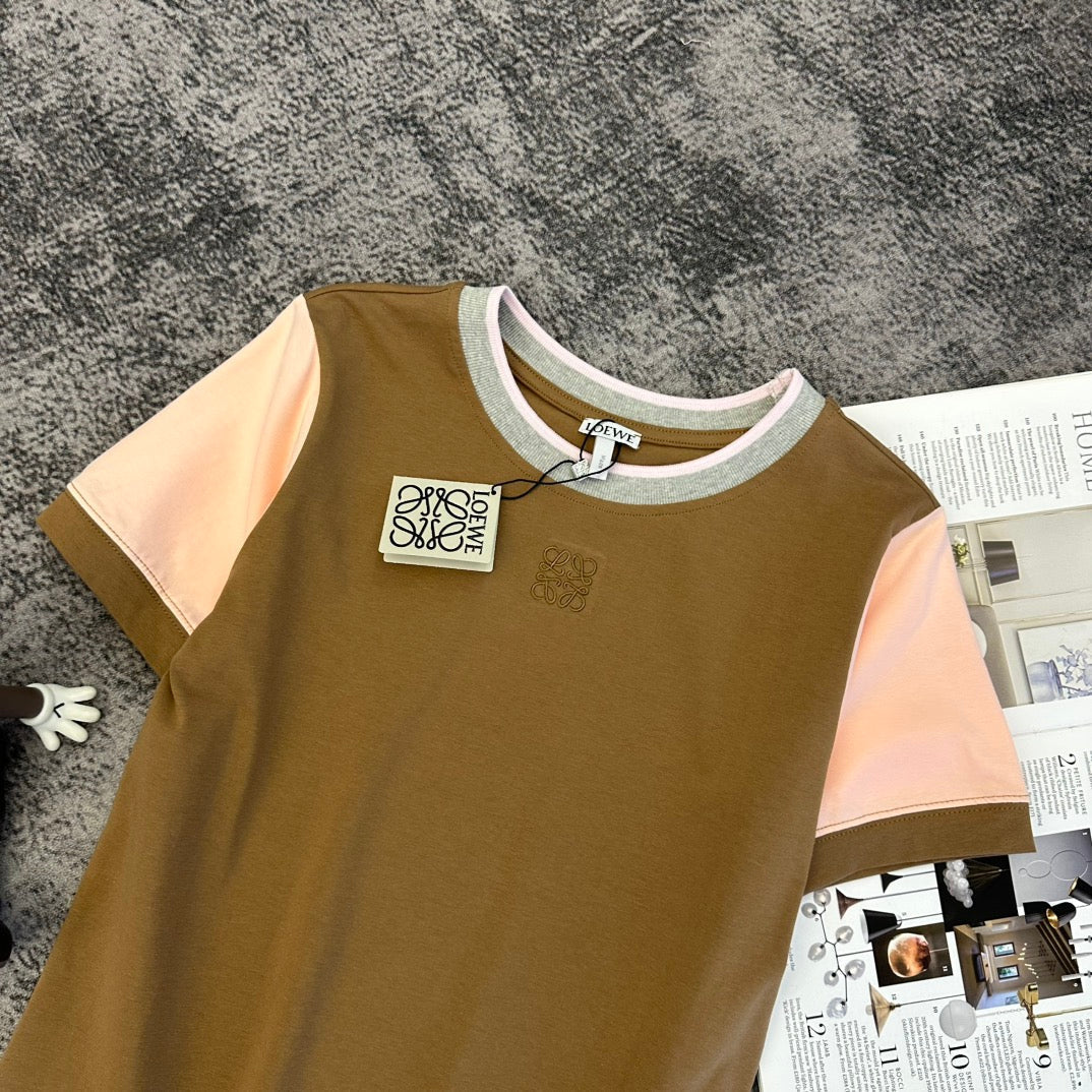 Loewe SS26 Short-Sleeve T-Shirt Brown Caramel Cotton 350723