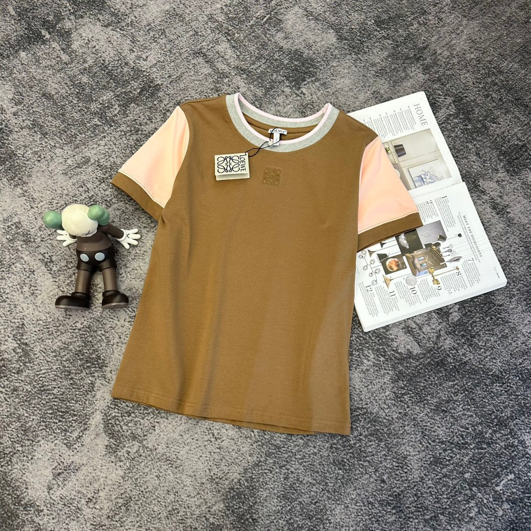 Loewe SS26 Short-Sleeve T-Shirt Brown Caramel Cotton 350723