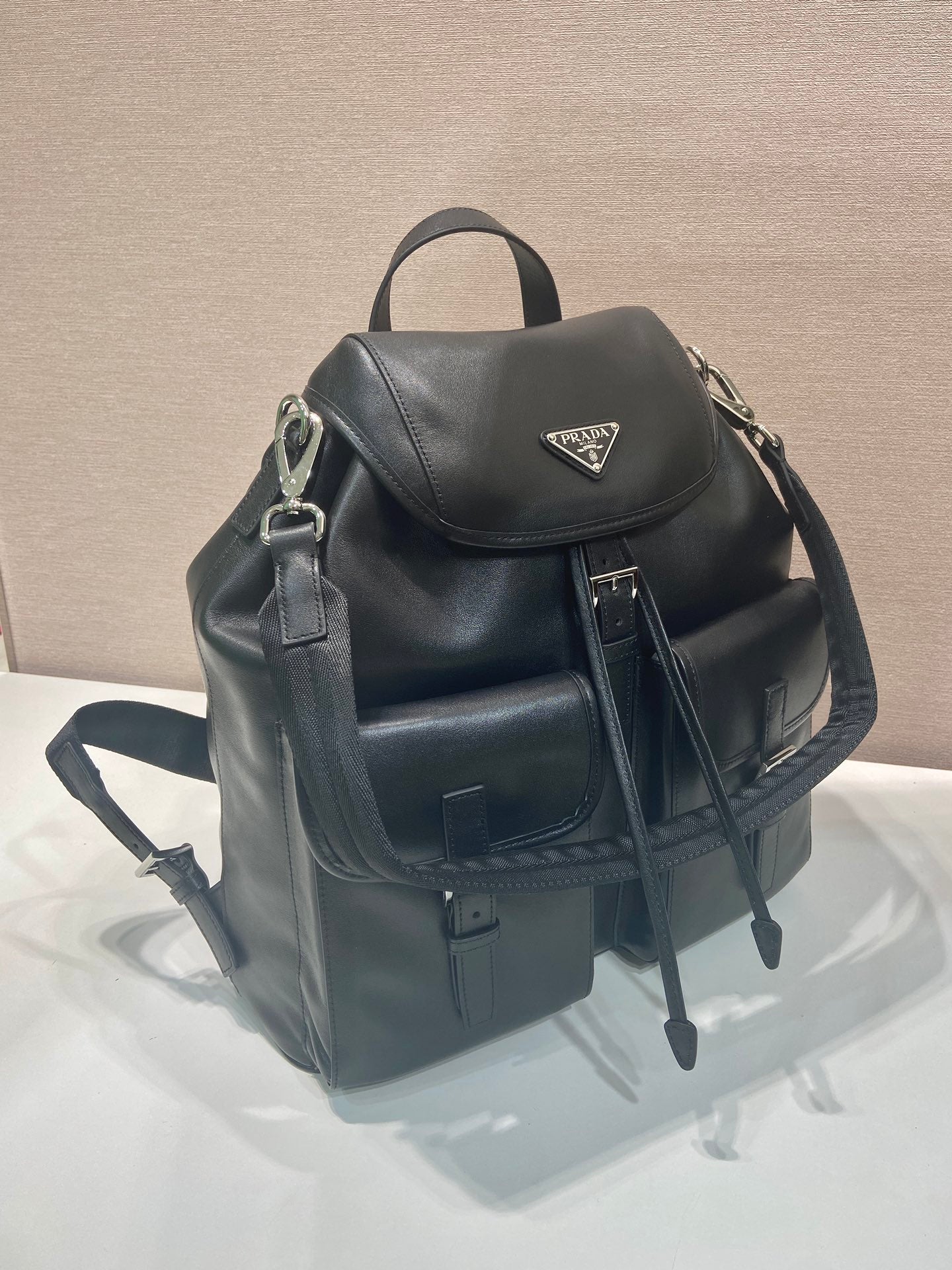 Prada 2026 Backpack 39cm Black Lambskin 351845
