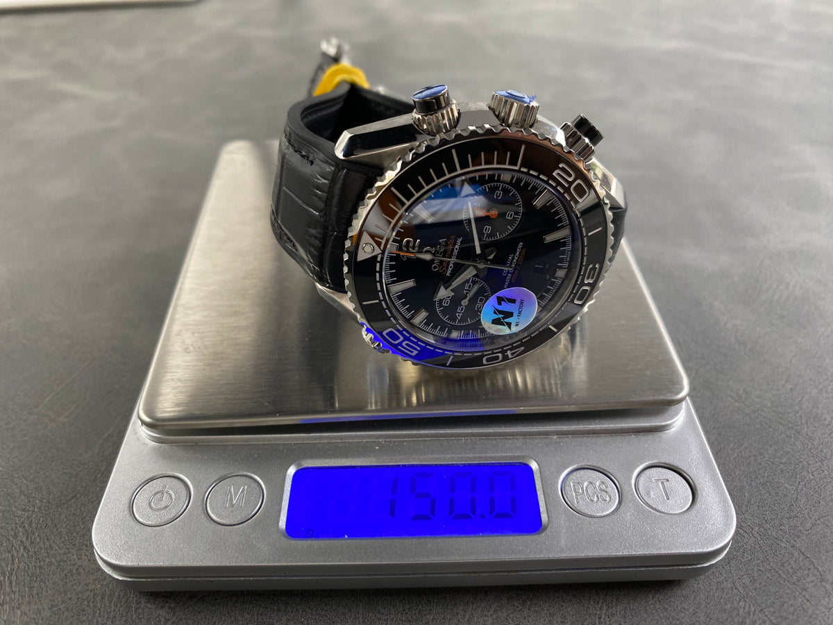 Omega Seamaster 46mm Black Dial Sliver Case Black Leather